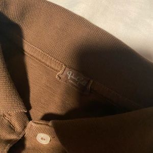 brandy melville brown collared crop top